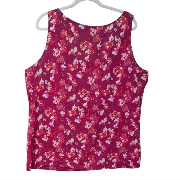 Eddie Bauer 100% cotton floral tank top pink/red size XXL - Picture 2 of 11